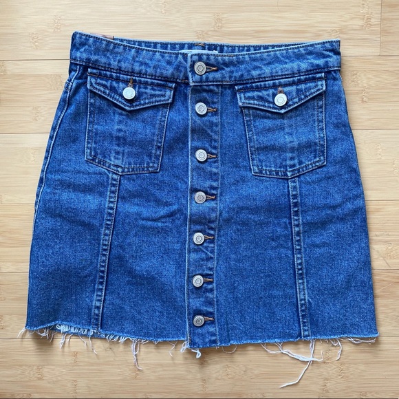 Zara Skirts Zara Denim Skirt With Pockets Poshmark